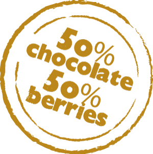 50% choclate & 50% berries